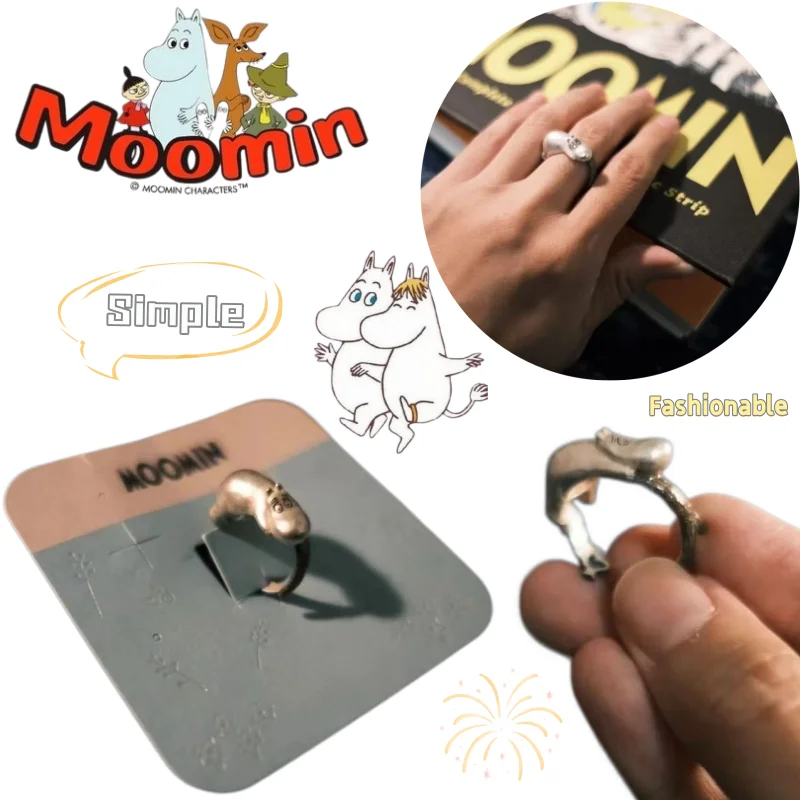 Bague Moomin, nouvelle bague créative de dessin animé, mignonne et très attrayante, tendance, simple, polyvalente, réglable, pour couple, cadeau d'anniversaire