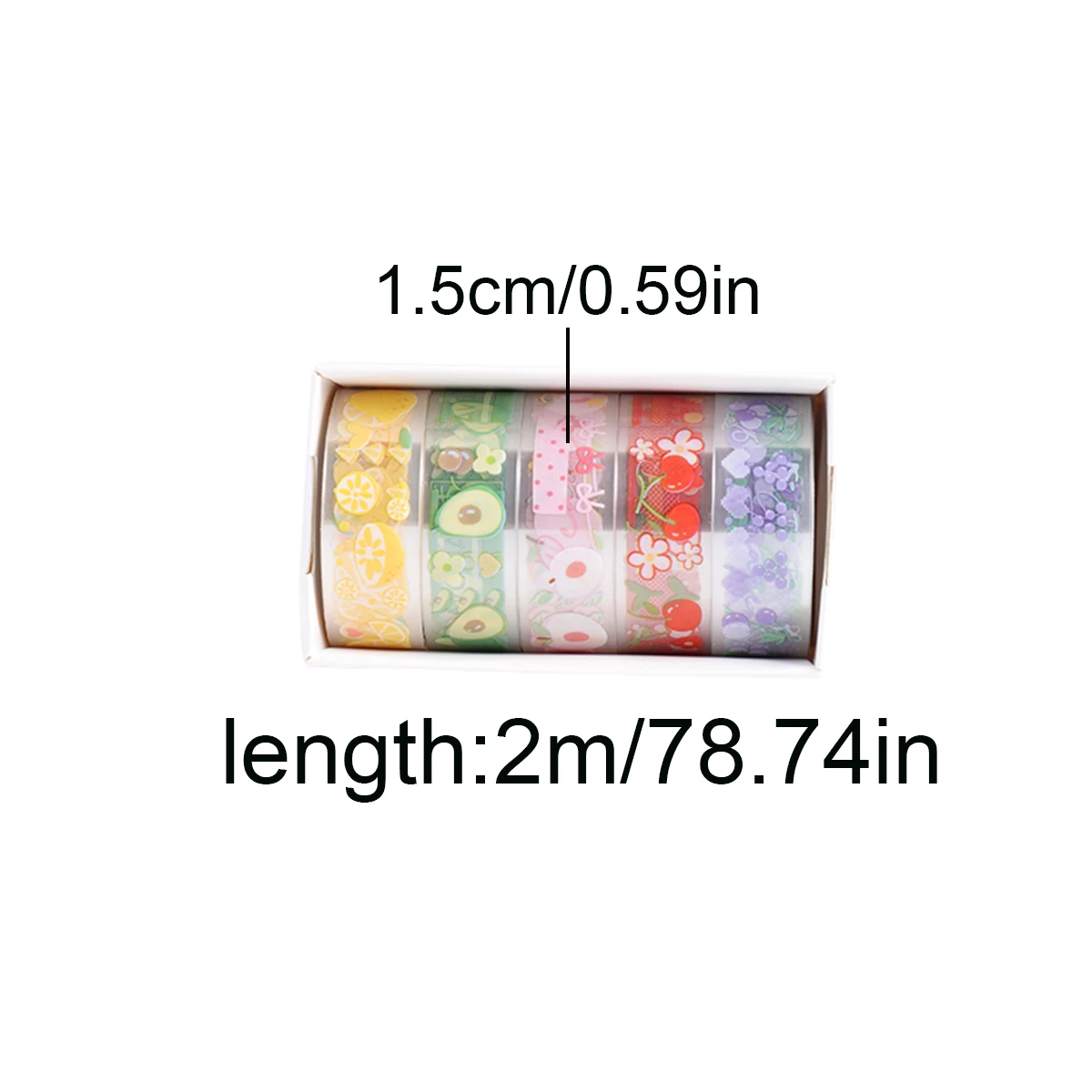 5 Rolls Clear PET Washi Tape Set, 1.5cm×2m Transparent Decorative Tape for Scrapbook Journaling Planner DIY Craft Supplies - view 2
