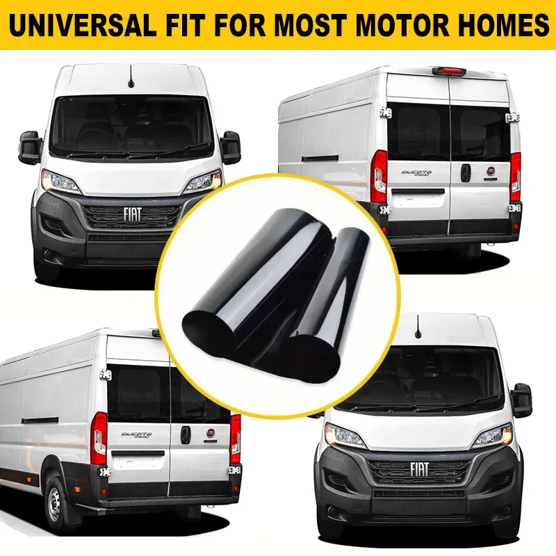 20x200cm Car Windshield Sun Visor Strip Tint Film Glossy Black Vinyl Sun Strip for Ducato Sprinter Transit Camper Van Motorhome