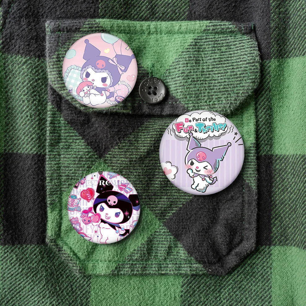 헬로 키티 피규어 쿠로미 브로치 백팩 모자 액세서리 코스튬 귀여운 시나모롤 라펠 핀 라운드 배지 쥬얼리 선물