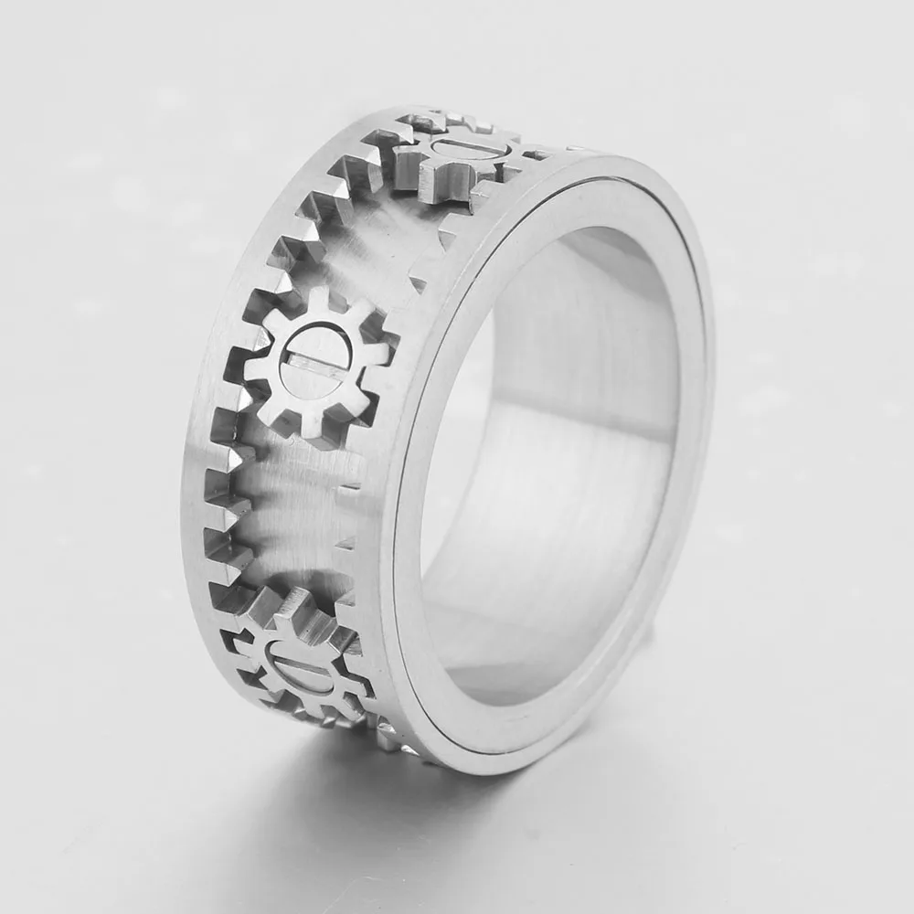 Titanium Steel Gear Rotatable Ring For Men And Women, Good Luck, Personality, Anxiety And Stress Relief Bracelets