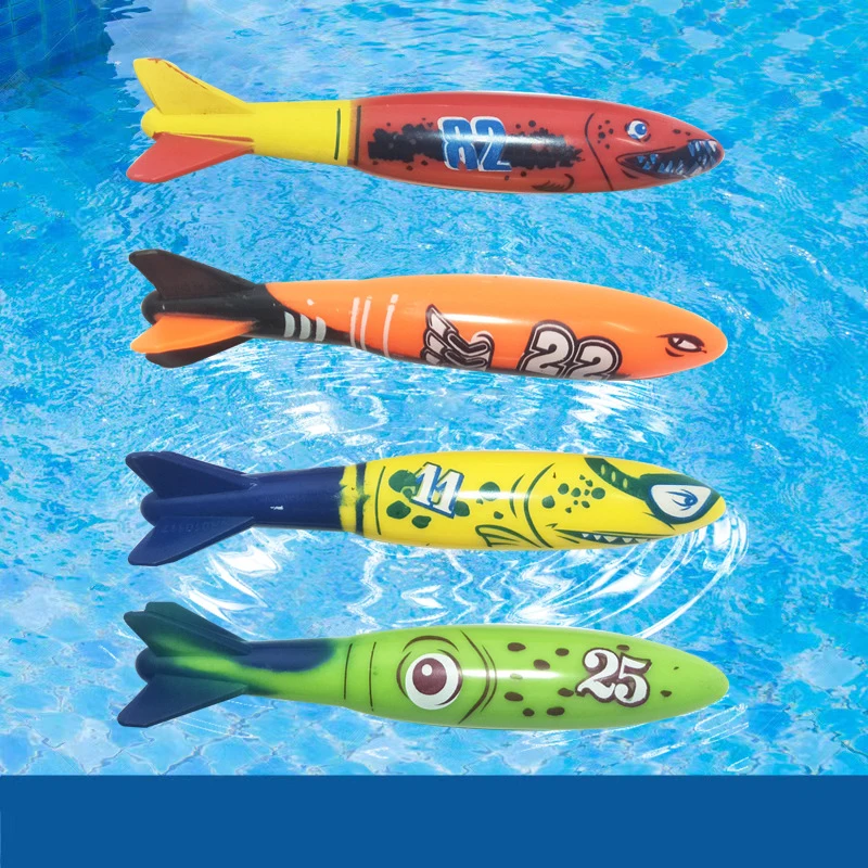 4 Pcs/Set Diving Torpedo Underwater Swimming Pool Playing Toy Outdoor Sport Training Tool For Baby Kids Water Play Toy