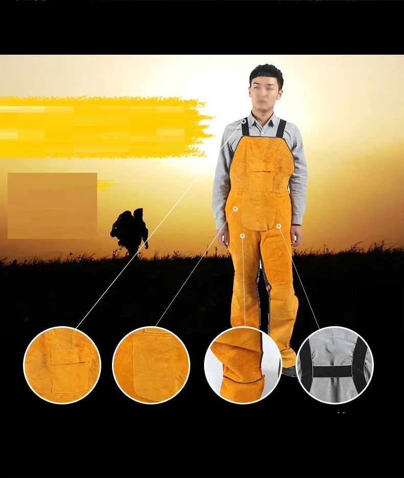 Heavy Duty Cow Leather Welding Apron with Fire Resistant Heat Insulation for Welder Protection Clothes anti sparking bib overall