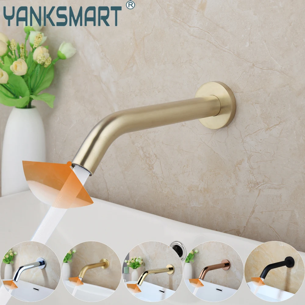 

YANKSMART Lavatory Bathroom Faucet Wall Mounted Sensor Faucet Automatic Hands Free Touch Sensor Sink Only Cold Water Tap Series