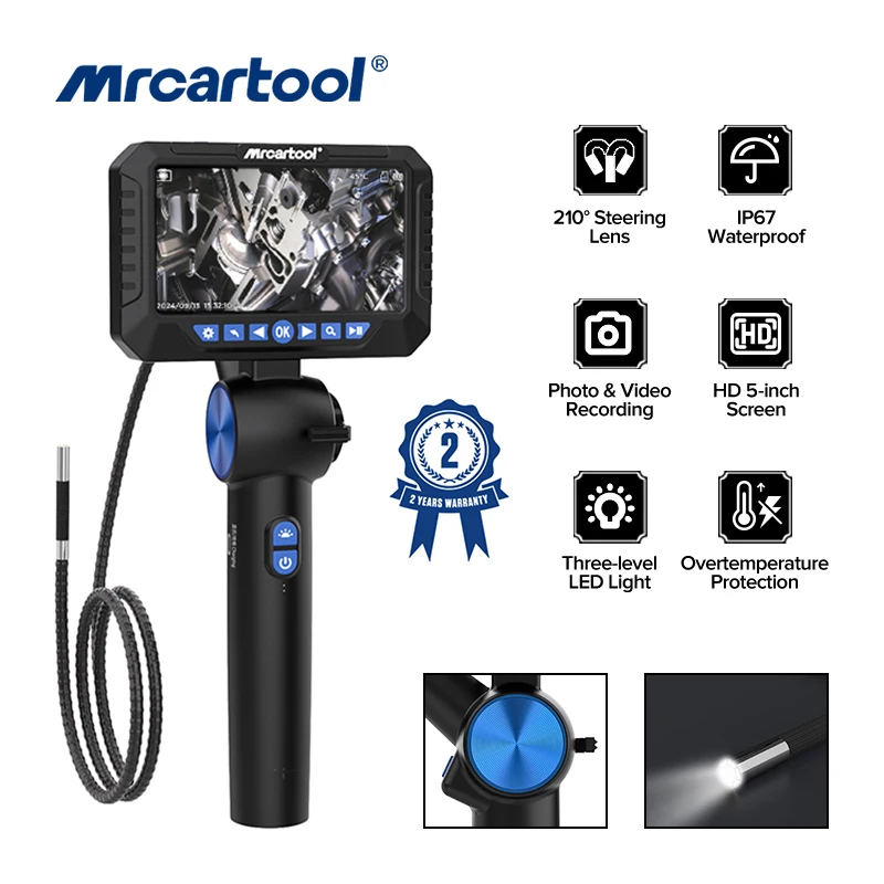 MRCARTOOL N160 Industrial Endoscope 5 Inch Endoscope 6.25mm 1080P Definition Endoscope Industrial Inspection pk Autool SVB305