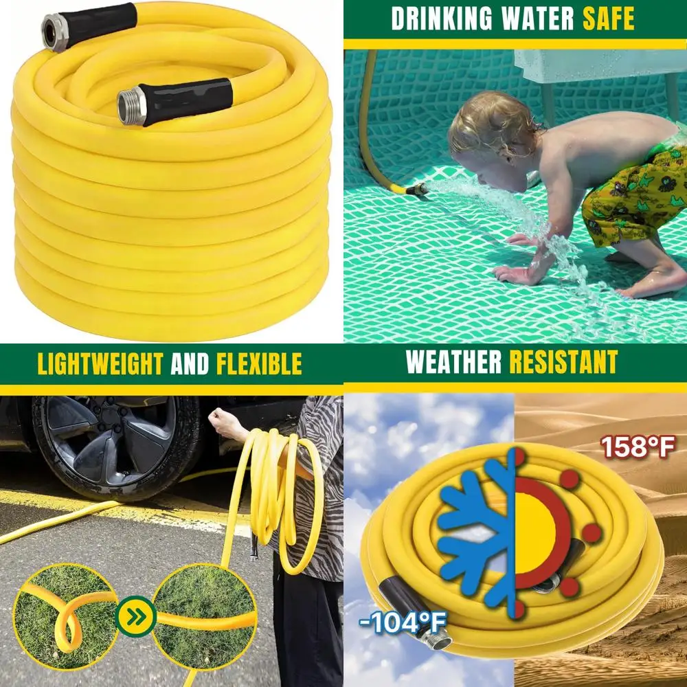 

Всепогодный легкий гибридный водяной шланг без ударов 100 x 5/8 дюйма с алюминиевой насадкой 3/4 дюйма для использования в саду