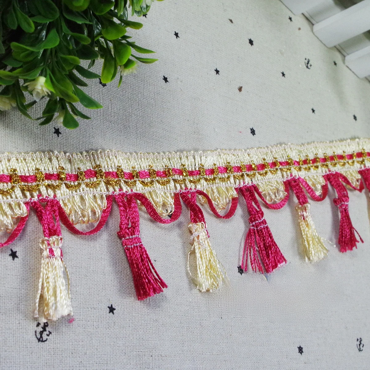 

Элитные аксессуары для штор: Декоративная бахрома с золотыми элементами в деревенском стиле, удлиненная, для отделки штор