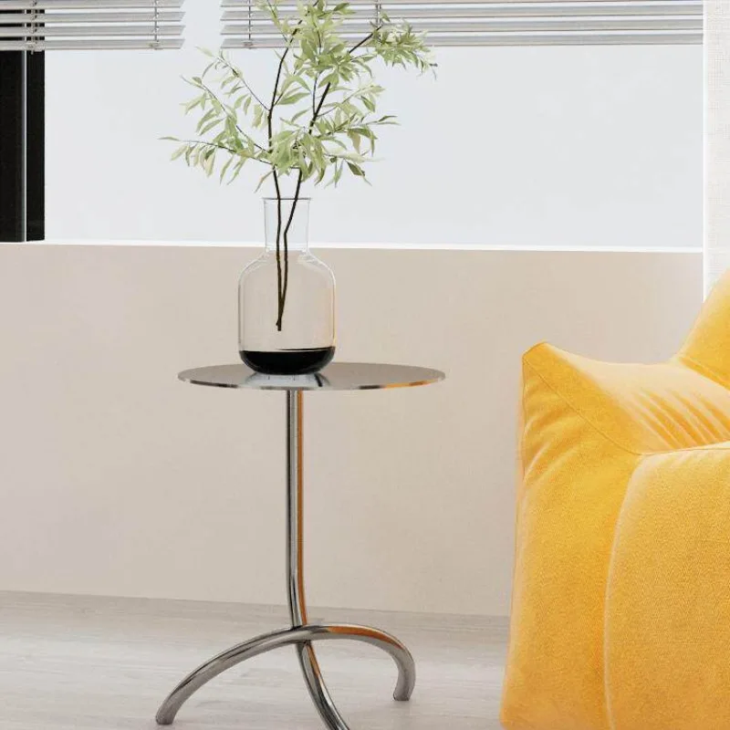 Nordic Minimalist Stainless Steel Side Tables Bedroom Metal Nightstand Apartment Corner Small Table