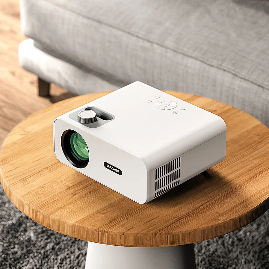BlitzWolf BW-V5 Proyector LED Físico 1080P Resolución 9000 Lumens Portátil Película Compatible con TV Stick Smartphone HDMI USB AV Home Theater