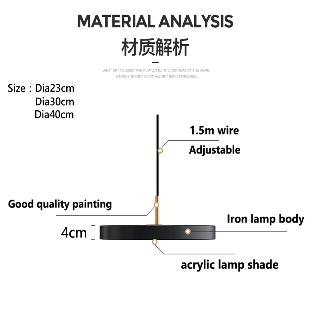 Nordeuropa minimalist ische Metall Pendel leuchte Hängelampe kreative moderne einfache runde Untertasse für Bett Esszimmer Beleuchtung