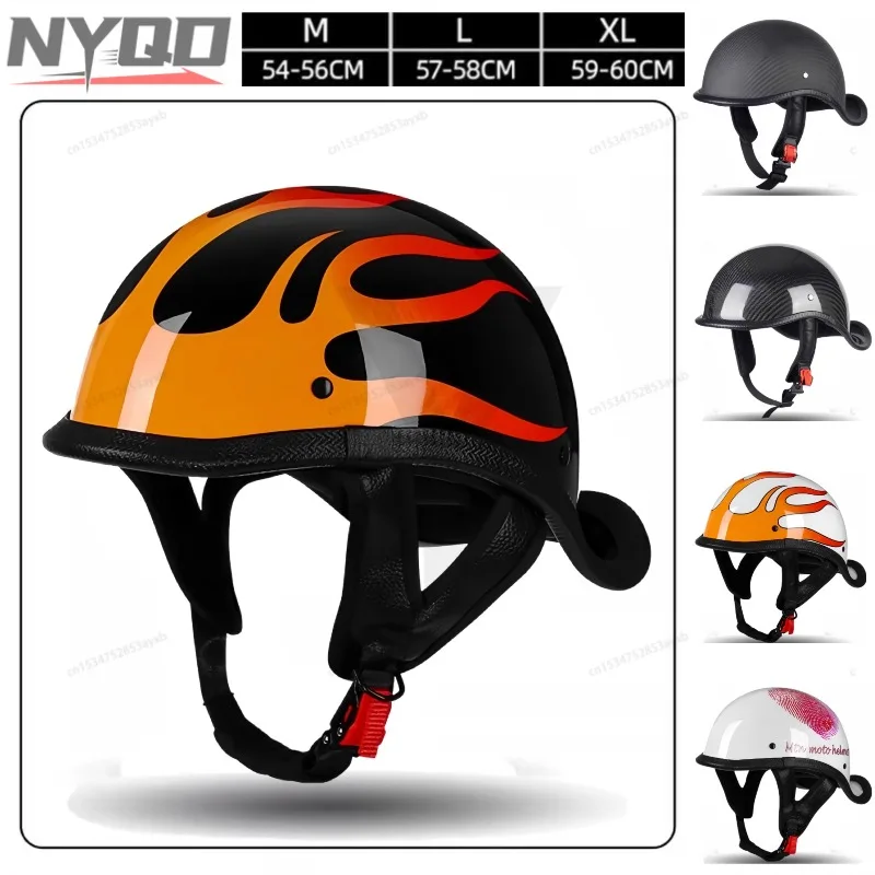 

Ретро мотоциклетный полушлем тонкий легкий с открытым лицом Capacetes De Moto для безопасности скутеров