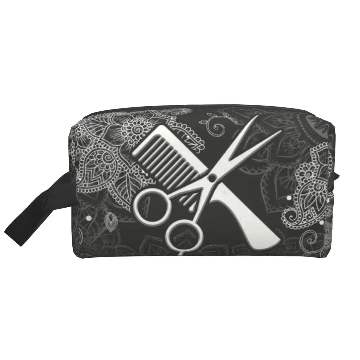 Travel Hairstylist Mandala Flowers Toiletry Bag Portable Hairdresser Scissors Comb Makeup Cosmetic Organizer Dopp Kit Case