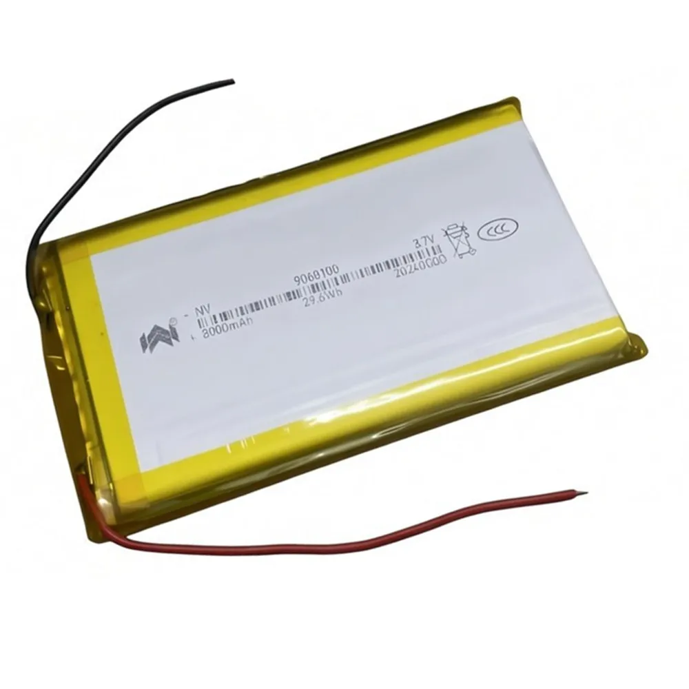 3.7V 8000mAh 9060100P Lithium Polymer Rechargeable Replacement Battery Cells for Fiio M17 Player -Need To Weld 12*60*100mm
