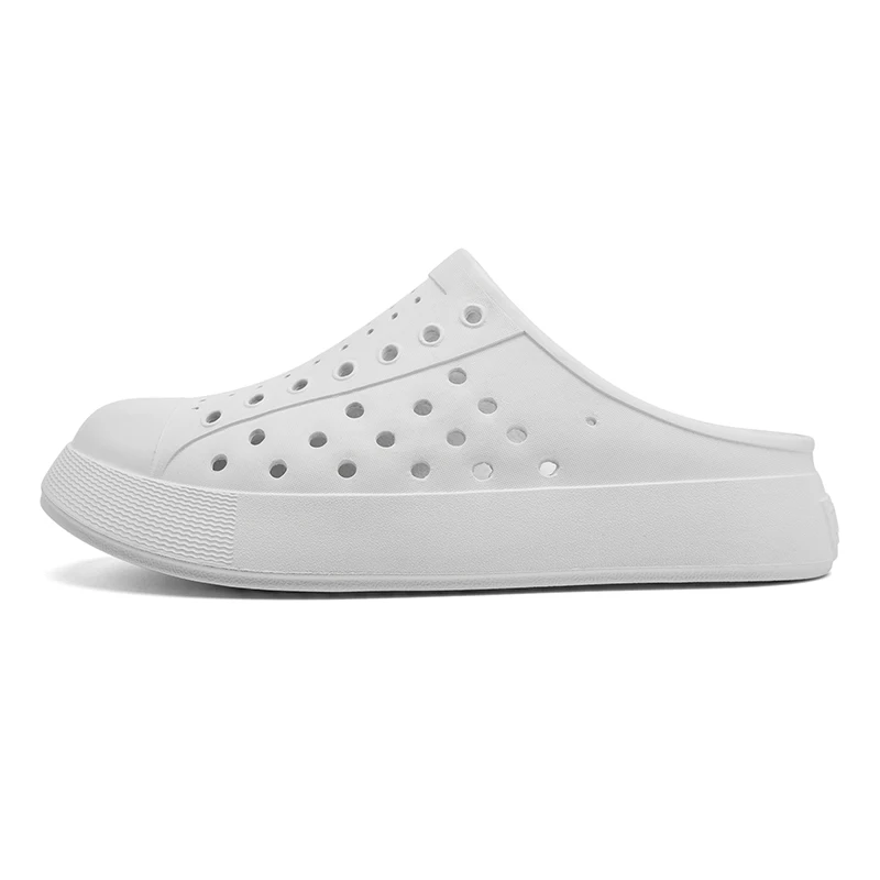 Medias zapatillas de goma para mujer, zuecos, calzado para jardín y playa, trabajo de enfermera, zapatos de agua para nadar, huecos, talla grande 43 44 45, blanco puro