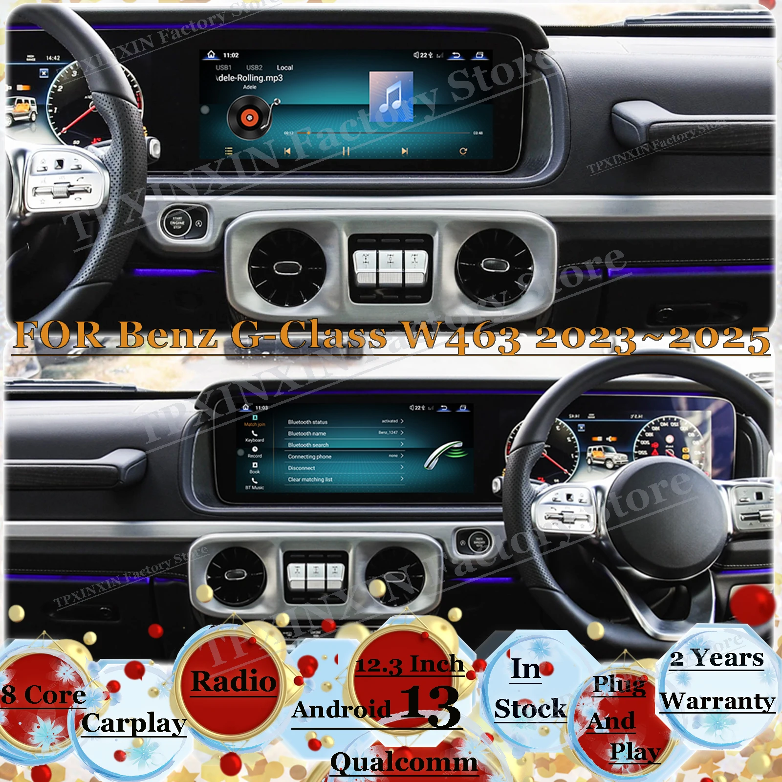 

Qualcomm Android Multimedia For Benz G-Class W463 2023~2025 GPS NavigationCar Radio Coche With BT Wifi Stereo Receiver Head Unit