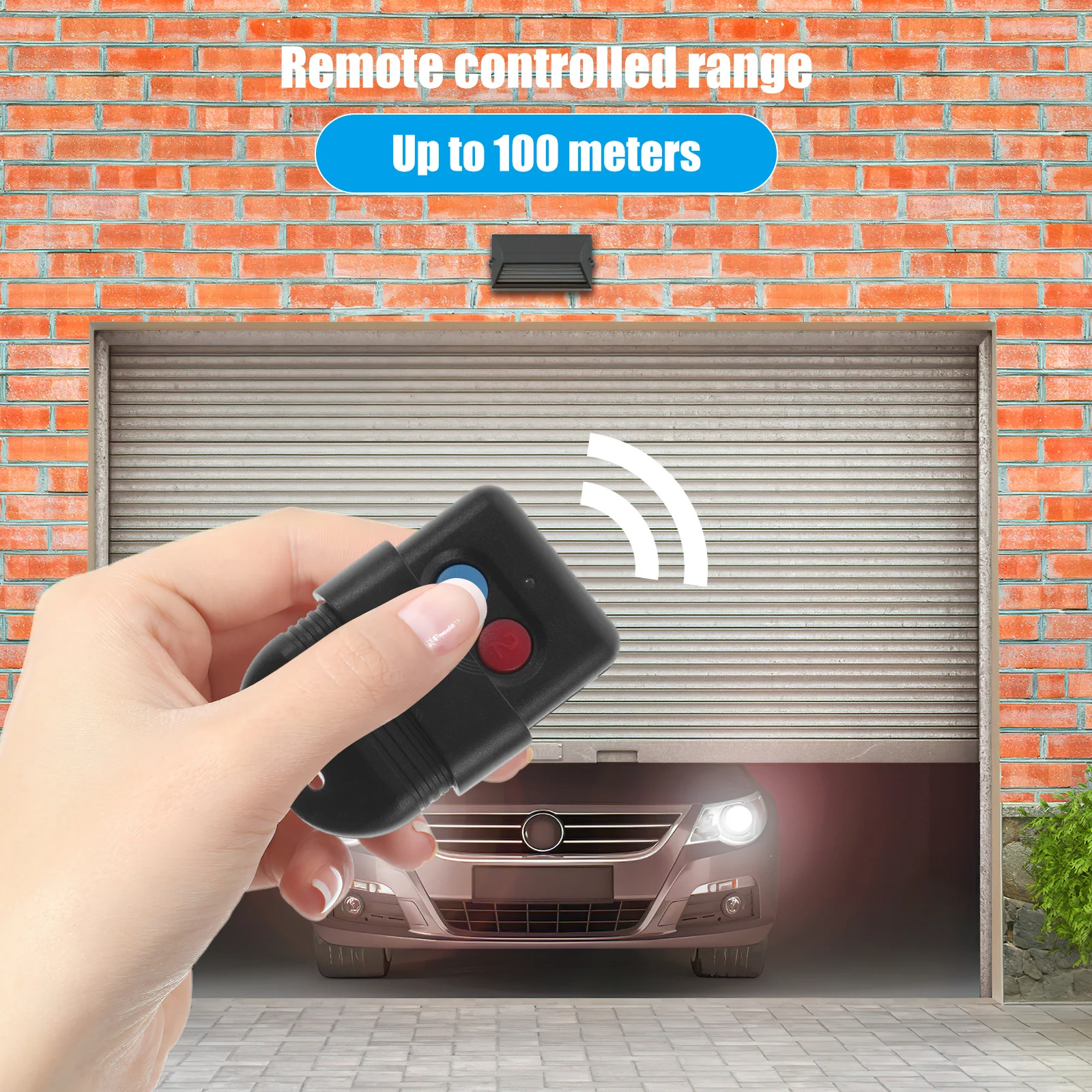 300Mhz Garage Door Remote Controller 2-Button Mini Key Chain Fob For Garage Door Opener Electric Windows Doors Alarm