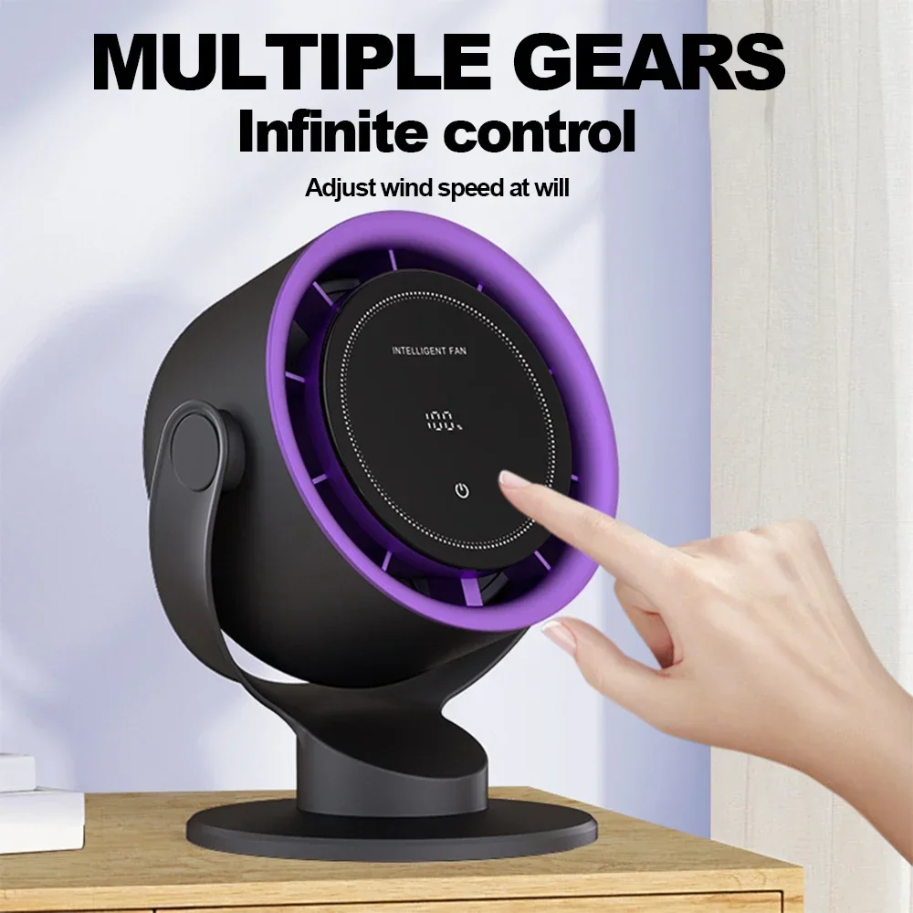 100 مستوى مروحة خالية من الشفرة صغيرة USB شحن صامت مكتب سطح المكتب شاشة ديجيتال عالية السرعة تعميم مروحة التبريد للاستخدام المنزلي