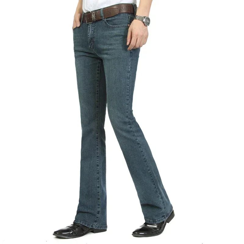 

2024 New Men's Business Leisure Fashion Versatile Long Pants Men's Mid Waist Elastic Slim Fit Four Seasons Flare Pants