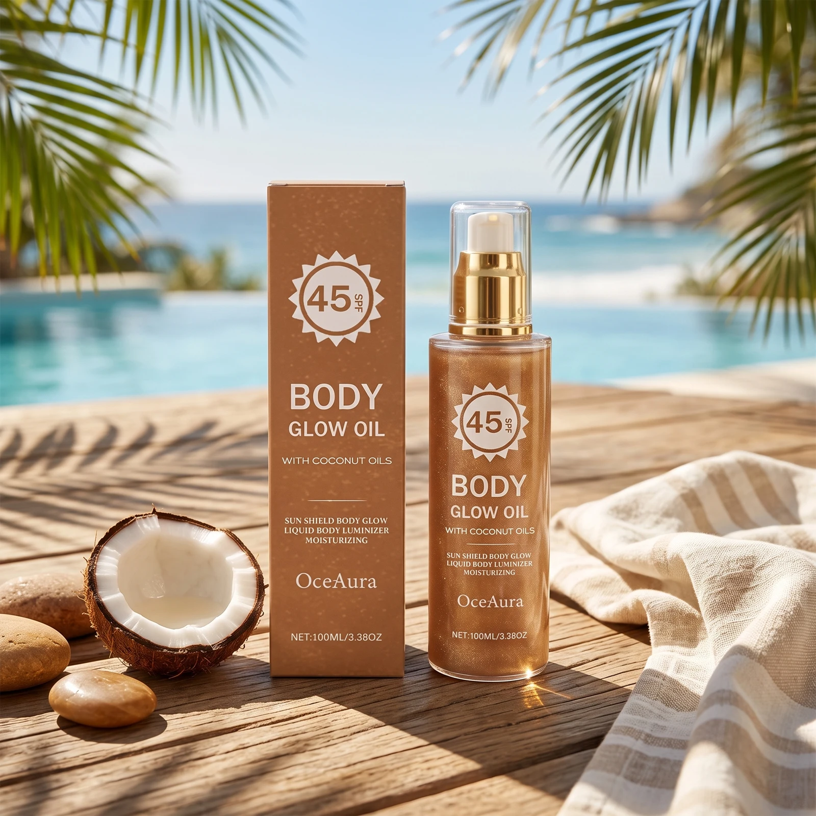 Minyak Tubuh Bercahaya SPF 45  - Coconut Oil Pull ulasan dan harga