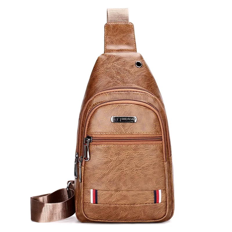 Bolso de pecho para hombre, bandolera de un solo hombro, de cuero suave, para deportes al aire libre, informal, nueva tendencia