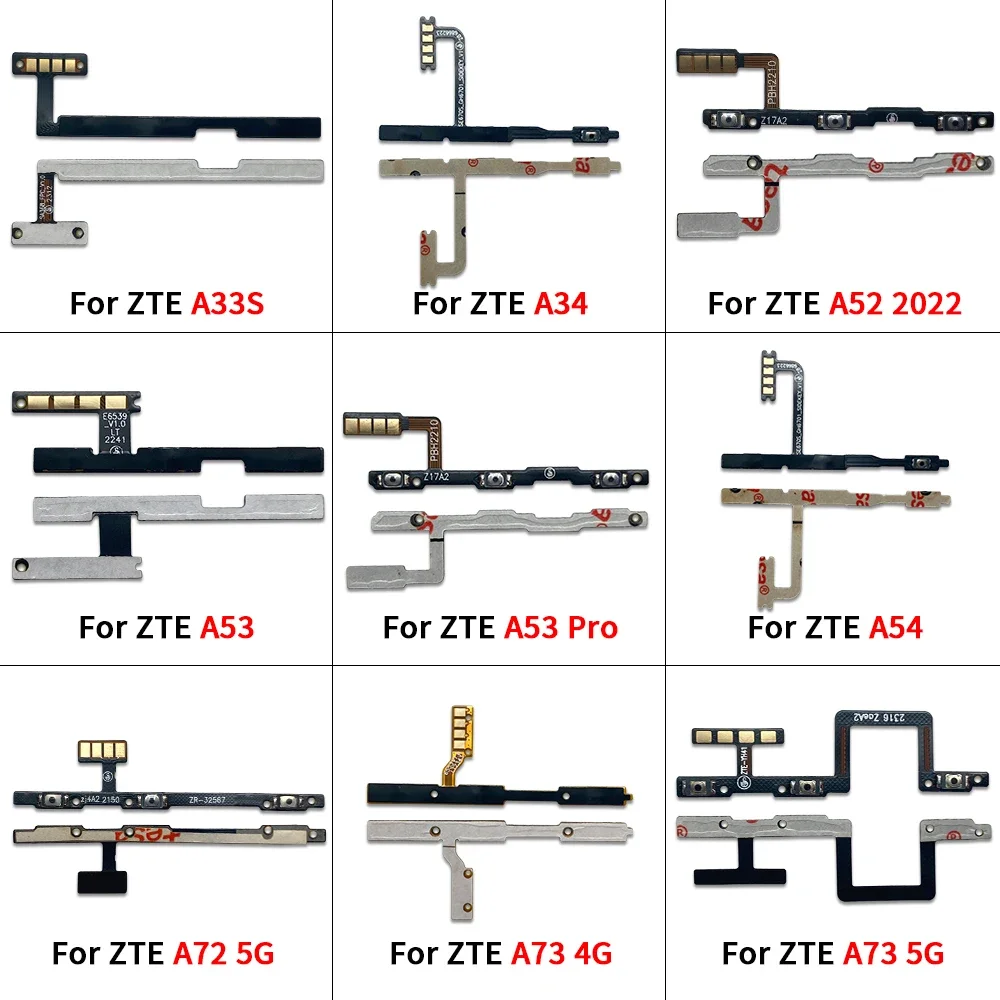 مفتاح الطاقة تشغيل/إيقاف زر حجم مفتاح الكابلات المرنة ل ZTE A33S A34 A52 2022 A53 Pro A54 A72 A73 4G 5G A5 A3 2020 A7 2019 A31 #4