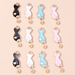 10pcs Sweet Love Cats Pendants for Earrings Bracelets Necklaces Handmade DIY Jewelry Making Animals Charms Accessories