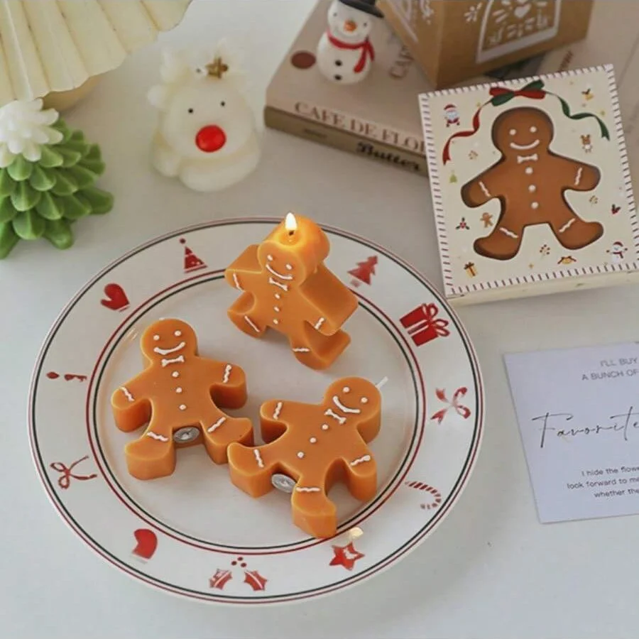 1pc Christmas Gingerbread Man Aromatherapy Candle Coffee Milk Fragrance Gift Fragrance Shape Wax Christmas Gift Fragrance Candle