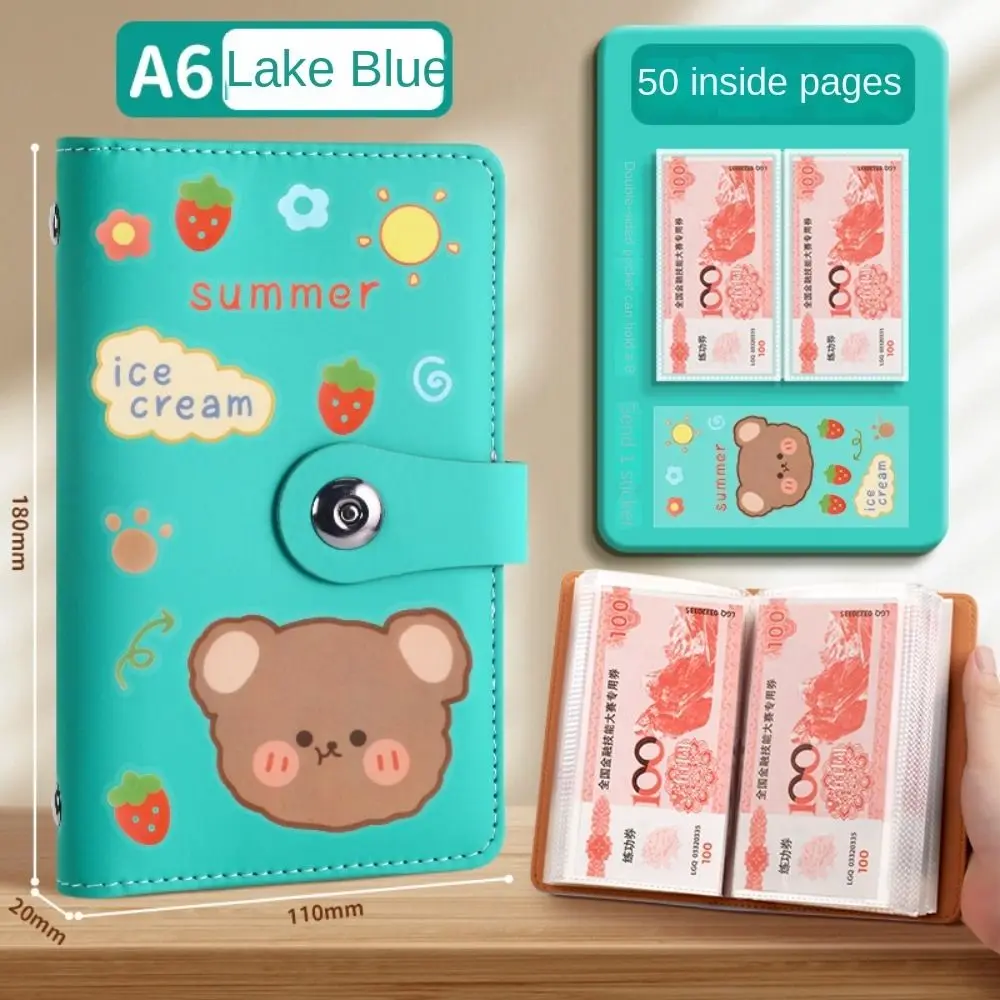 Save Money 100 Envelopes Money Saving Challeng PU Large Capacity Mini Binder Savings Challenge Reusable Cute