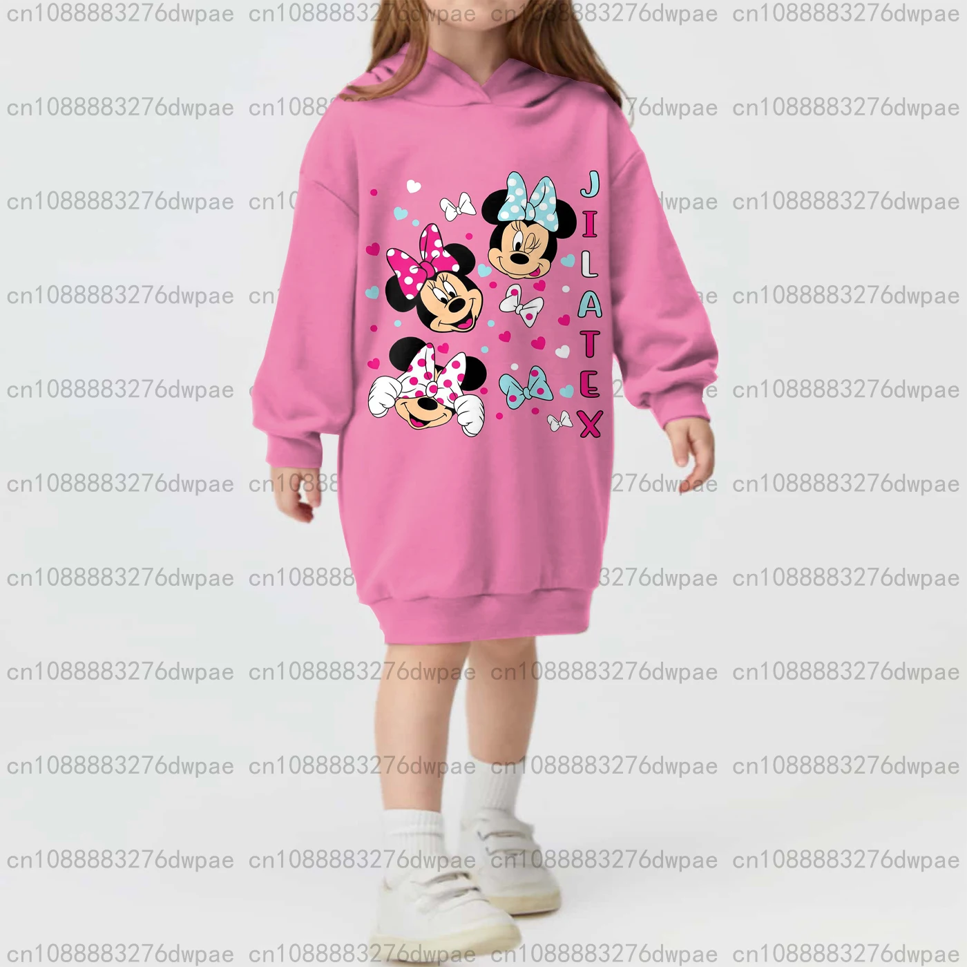 

Street Style Pullover Outdoor Girls Disney Elegant Sweet Sweater Dress Mickey Minnie Print Long Sleeve Children's Clothing