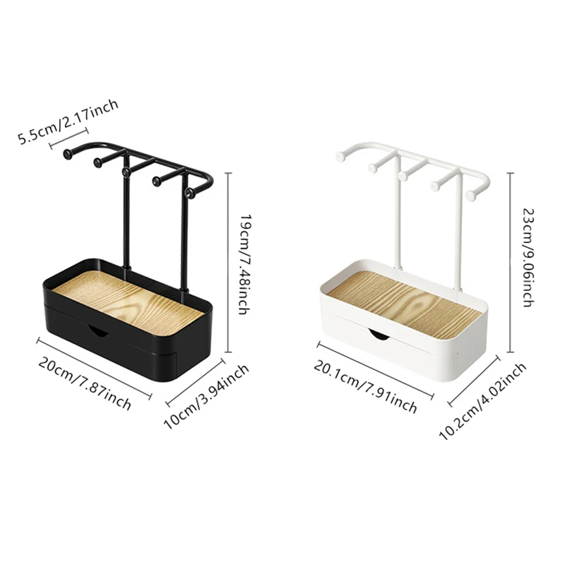 Organizador de jóias expositor rack com bandeja de madeira para colares anéis brincos pulseiras armazenamento pendurado organizador titular