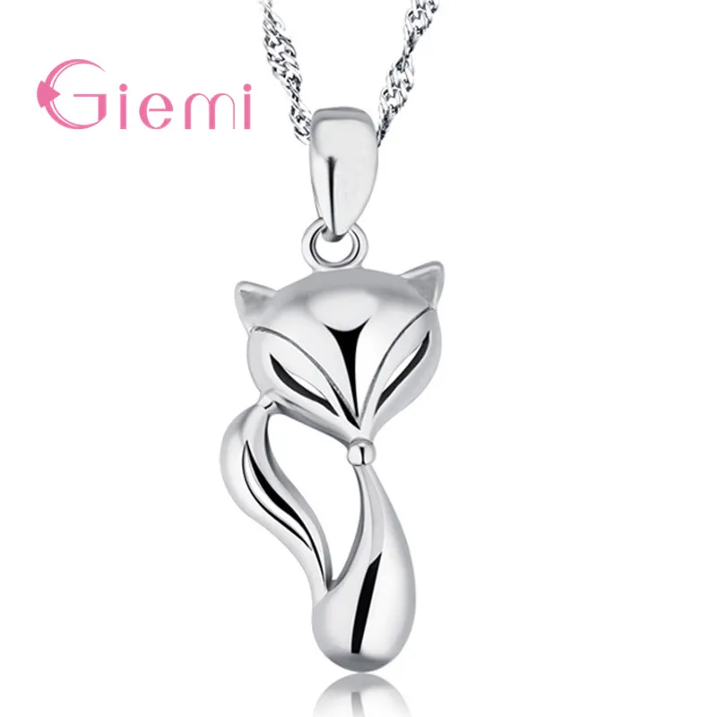 Oryginalne 925 Sterling Silver Cute Animal Fox Wisiorek Naszyjniki Dla Kobiet Dziewczyny Choker Obroża Party Codzienna Biżuteria Prezent Przyjaźni