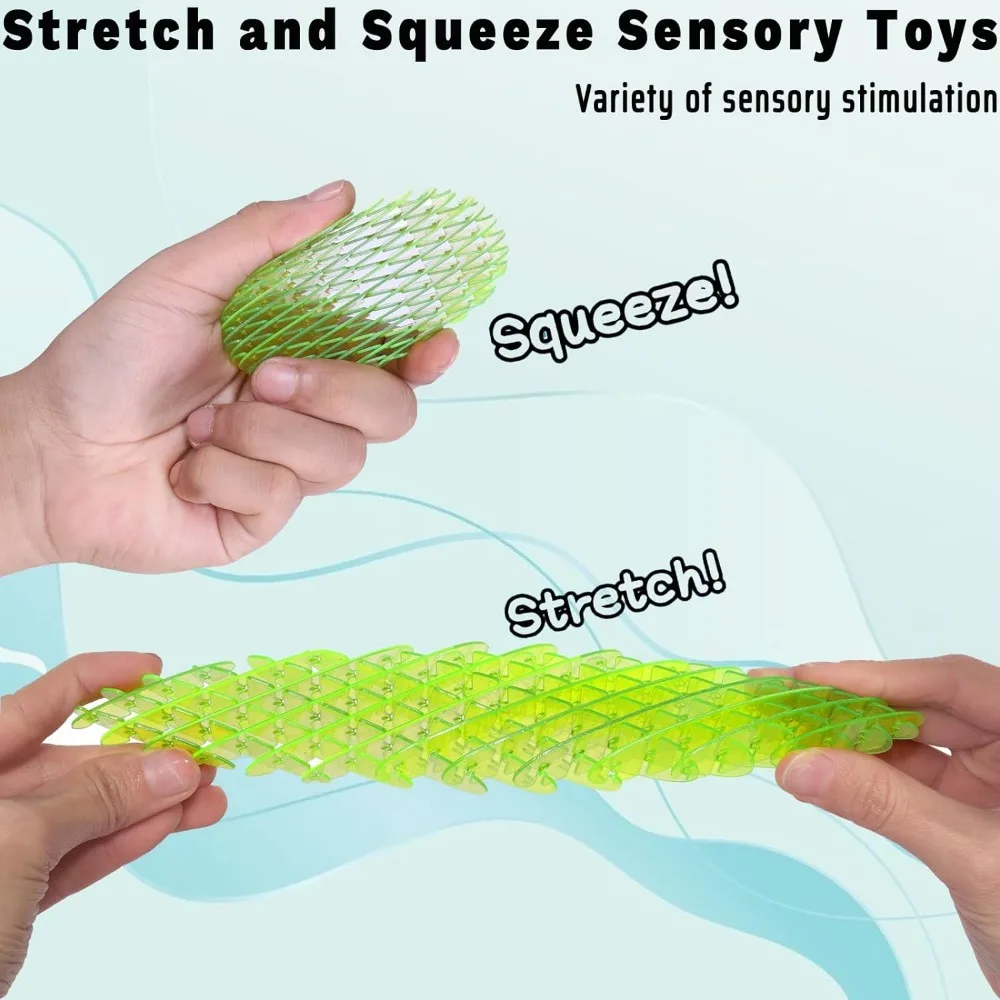 Elastic Fidget Worm Stretch e Squeeze Brinquedos Sensoriais para Crianças, Stress e Ansiedade Alívio, Fidgets calmantes, Brinquedos de mesa para