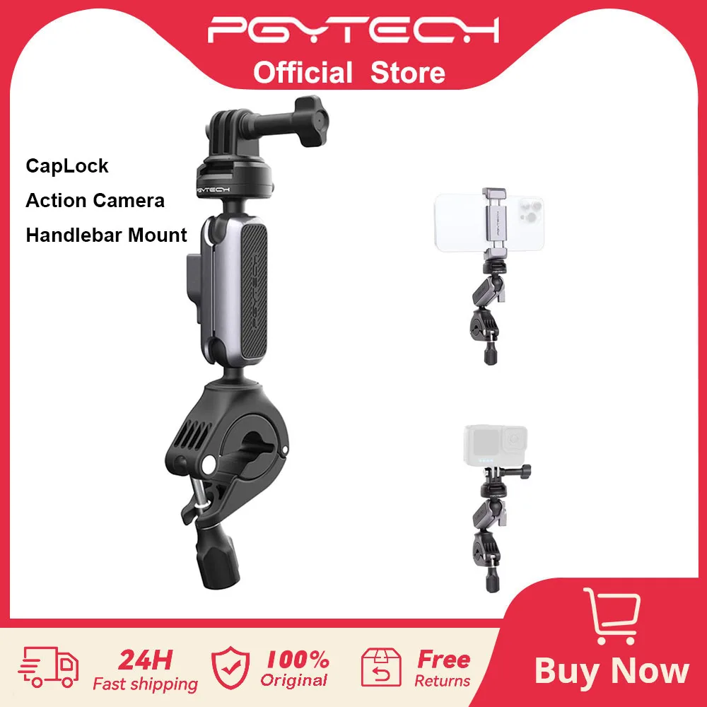 

PGYTECH CapLock Bike Motorcycle Handlebar Mount Riding Bracket For DJI OSMO Action 4/3/2, POCKET 3 ,Gopro Hero 12/11/10/9