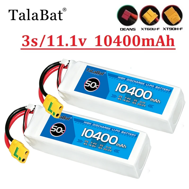 

NEW 11.1V 10400mAh 50C LiPo Battery For RC Quadcopter Helicopter Cars Boats Drones Spare Parts 3s Rechargeable Battery