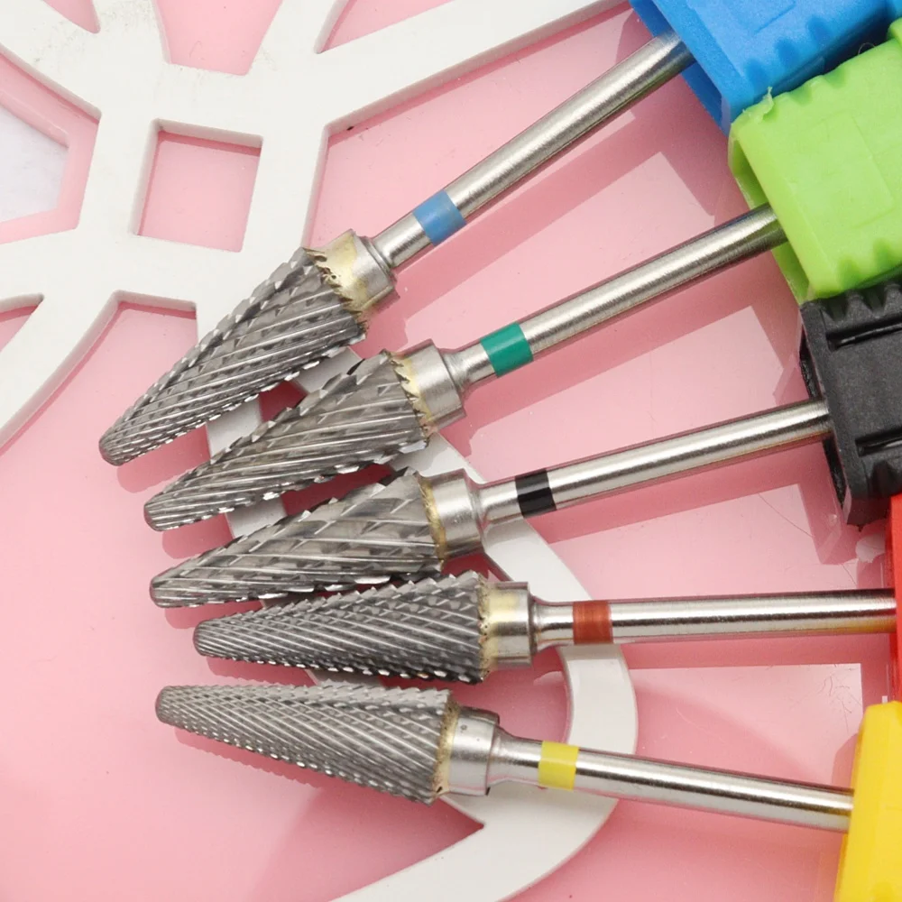 1Pc 5-in-1 Tungsten Carbide Nail Drill Bit Long Step Cone 3/32'' Shank for Gel Polish Removal Shaping Manicure & Buffing