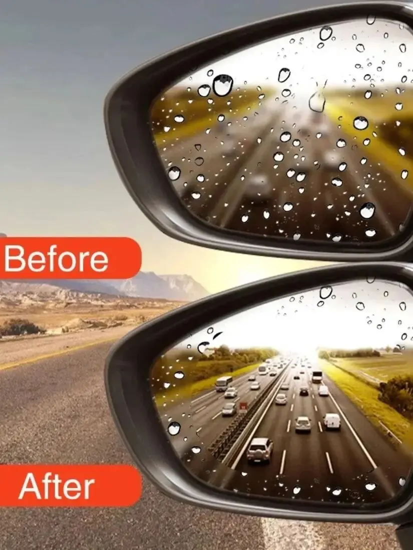 2x espelho do carro à prova de chuva filme espelho retrovisor do carro à prova dwaterproof água