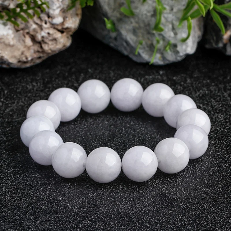 a White Men's and Women's Bead String Natural Myanmar Jewelry Jade Single Bracelet