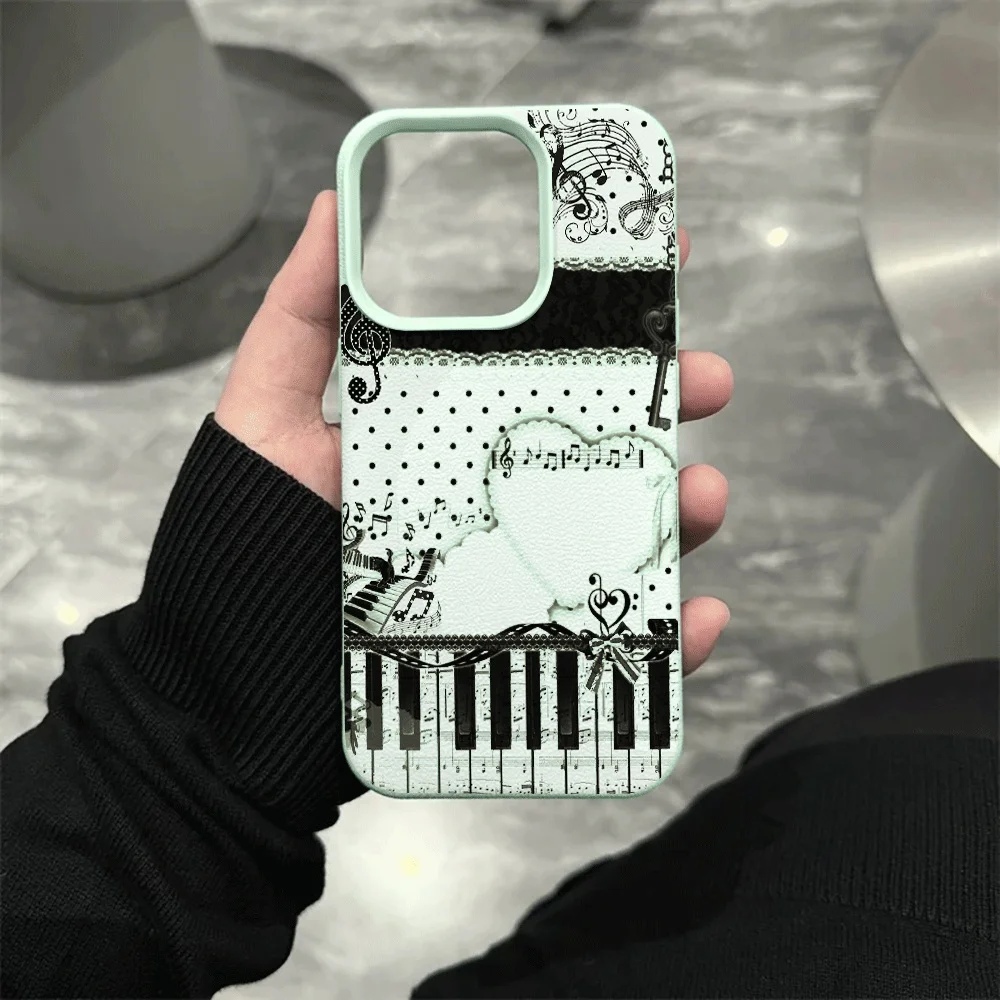 Klaviernoten-Spitzen-Handyhülle für iPhone 17 16 15 14 13 12 11 ProMax 16 15 14 Plus 17 16 15 14 13 12 Pro 17Air Silikon-Matt-Cover – Detail 10