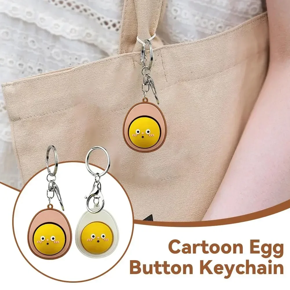 Adorable Cartoon Egg Keychain with Blushing Detail Mini Button Fidget Toy Stress Relief Bag Charm Random Color Surprise Gift