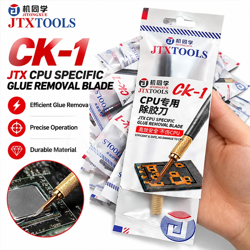 JTX Precision CPU Glue Remover Knife High Temperature Resistant Blade for Motherboard IC Black Adhesive Remove Maintenance Tools