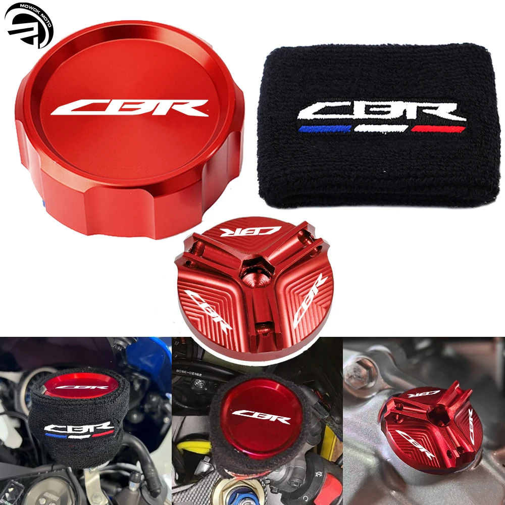 

For HONDA CBR600RR CBR1000RR CBR 600 1000 RR 2004-2024 2018 Motorcycle Front Brake Fluid Reservoir Cap Cover Sock Oil Filler Cap