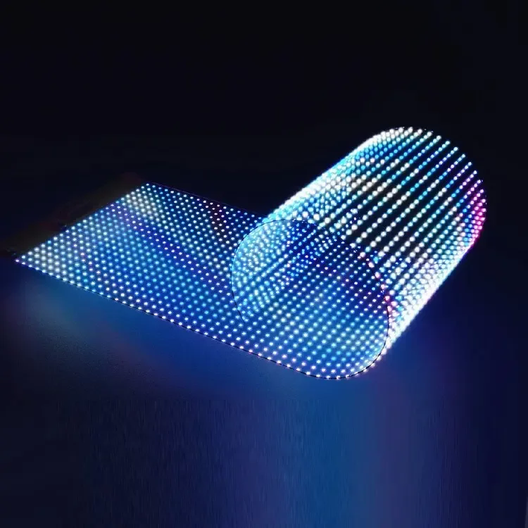 Transparent flexible crystal display mall window glass tape text function advertising panel