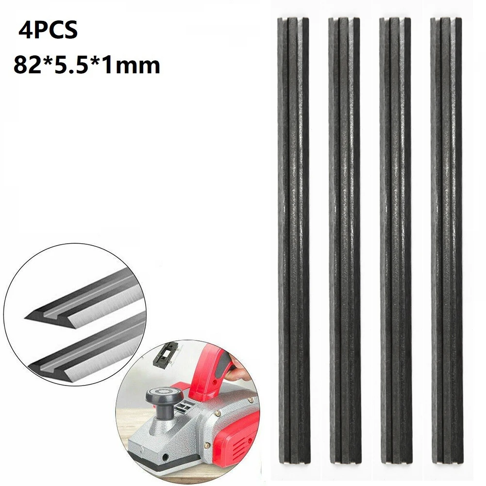 4PCS/set 82mm Electric Planer Blades HSS Reversible Wood Planer Knive Wood-working Machinery Parts For DeW-alt For Mak-ita