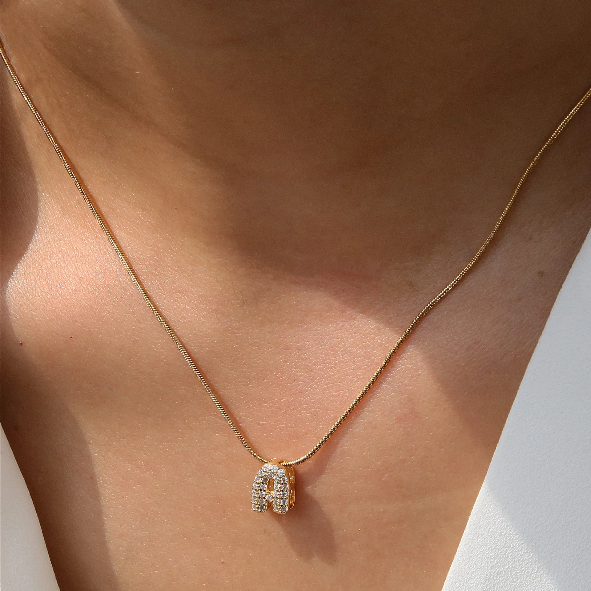 Fashion Tiny CZ Zircon Initial Alphabet Pendant Neckalce Gold Plated Stainless Steel A-Z Letter Necklaces Birthday Gifts Jewelry