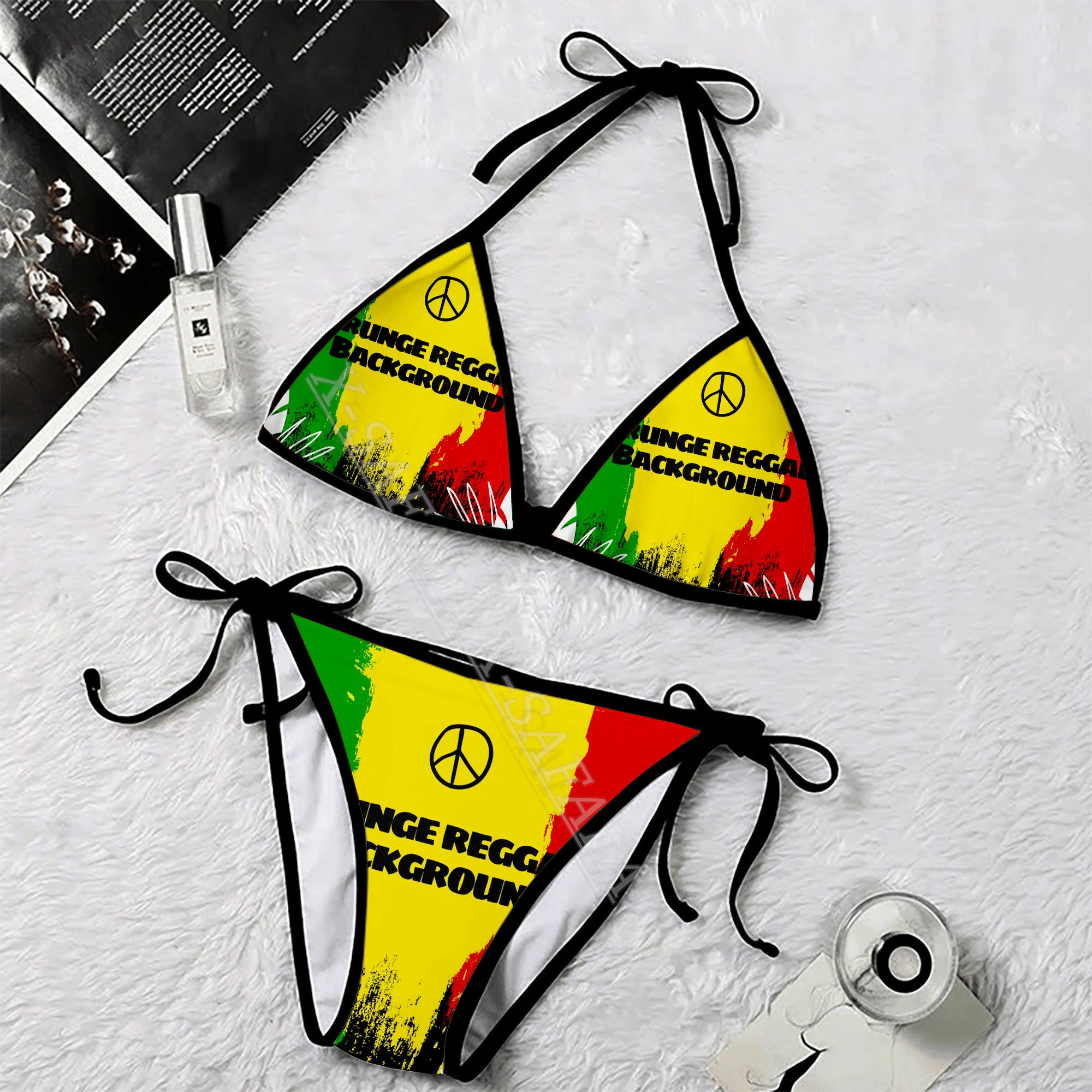 Reggae Jamaica Art 3D Print Women Micro Triangle Tie Side Bikini Summer Beachwear Mankini Cute Sexy Beach Bathing Suit-5