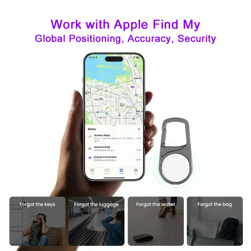 Key Chain Works with Find My APP Reminder for iPhone Device Smart GPS Locator Anti Lose Tracker For Key Chain Car Keyrings