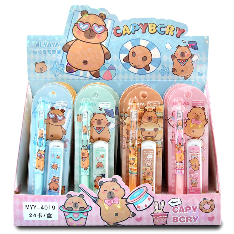 1Set Cartoon Capybara Mechanical Pencil Set Cute Drawing Automatic Pencil Set Office School Supplies Student Stationery Gifts