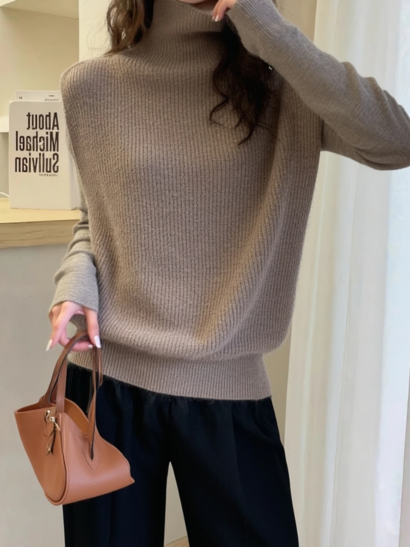 Trendy Design Svel High Collar Knitted Vest 2025 Winter Commute Versatile Loose Fit  Color Outerwear for Women