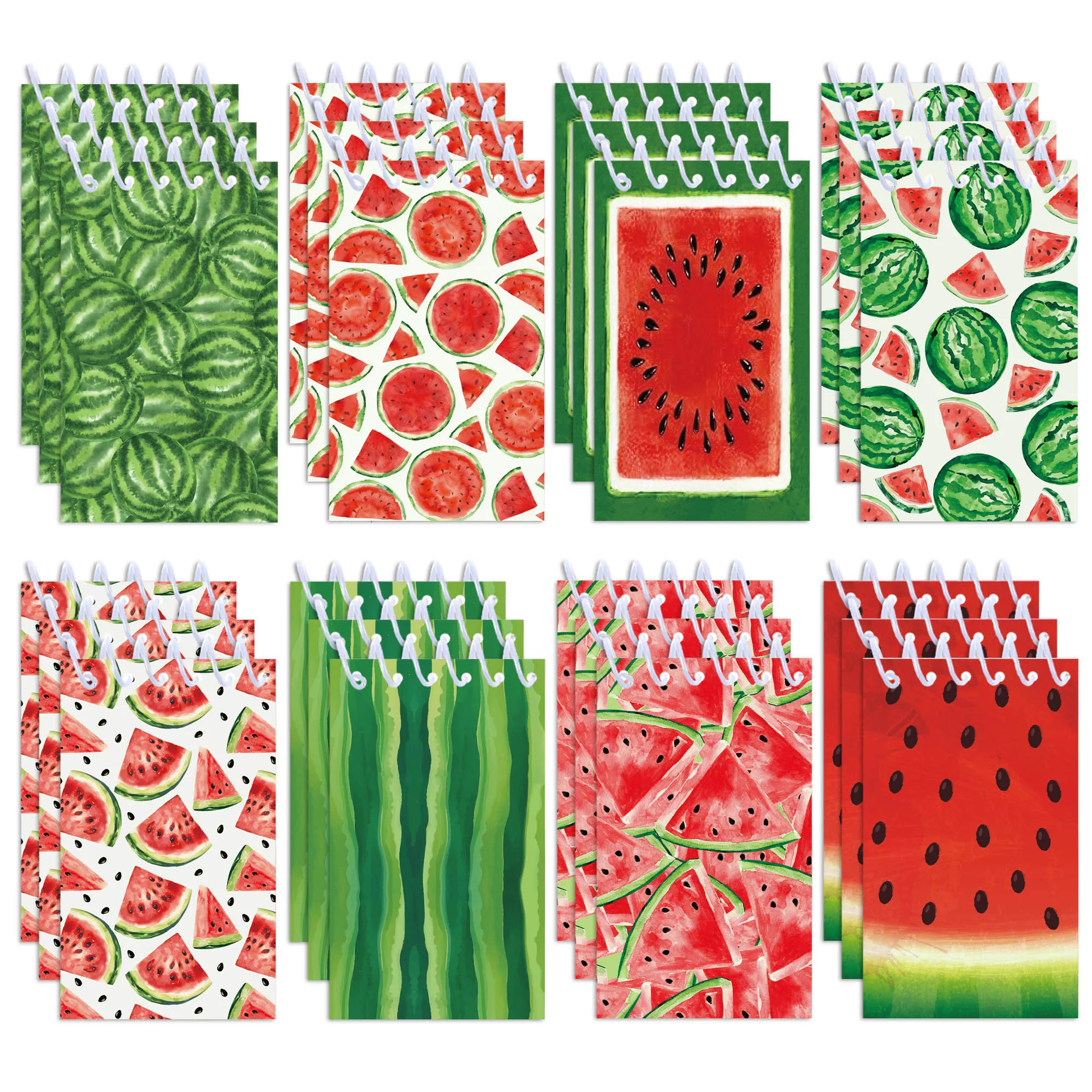 8/16/24pcs Watermelon Pattern Spiral Pocket Notebooks,Coil Booklet Notepads For Birthday Gift Office Stationery School Diaries