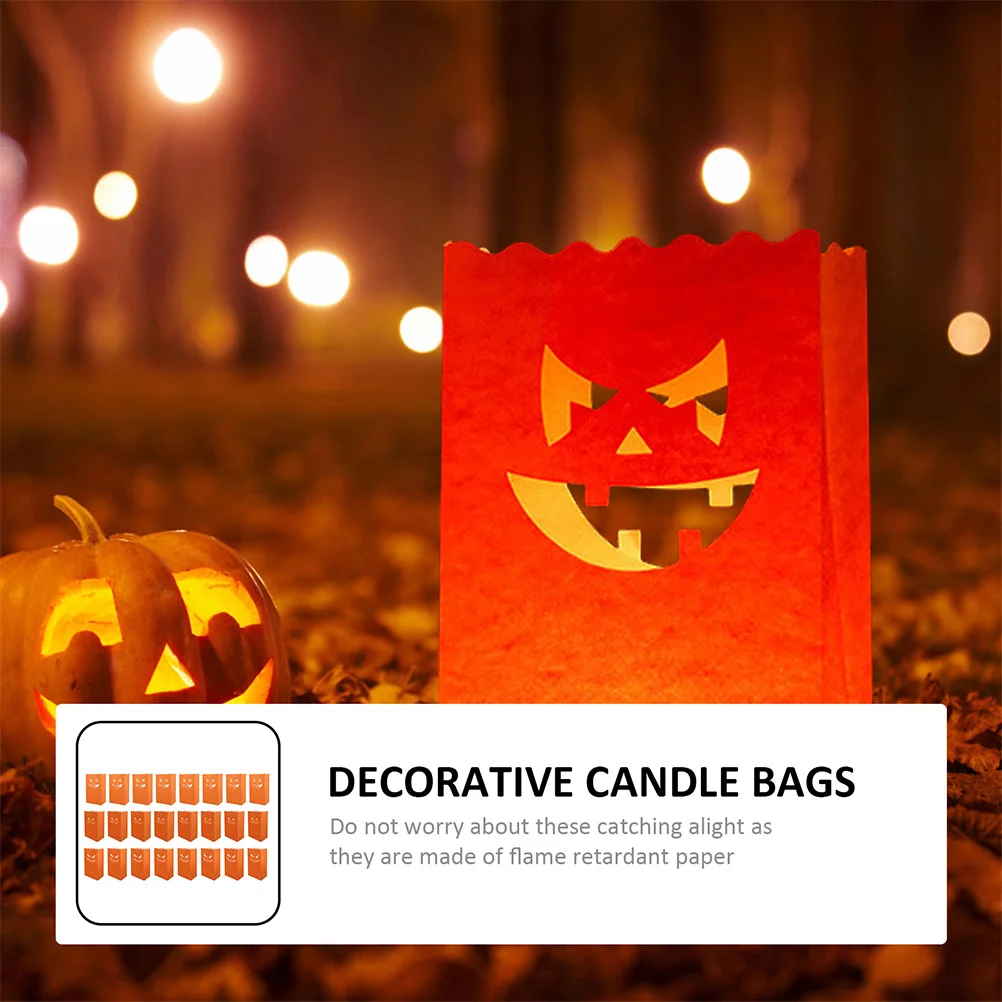 

24 Pcs Paper Flame Retardant Pack Lighting Halloween Lantern Bags